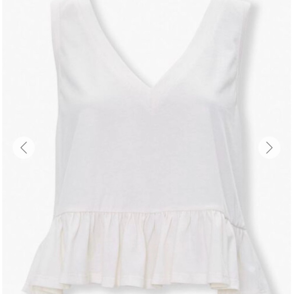 🤍NWOT! Forever 21 Ivory Peplum Flounce-Hem Tank Top.
